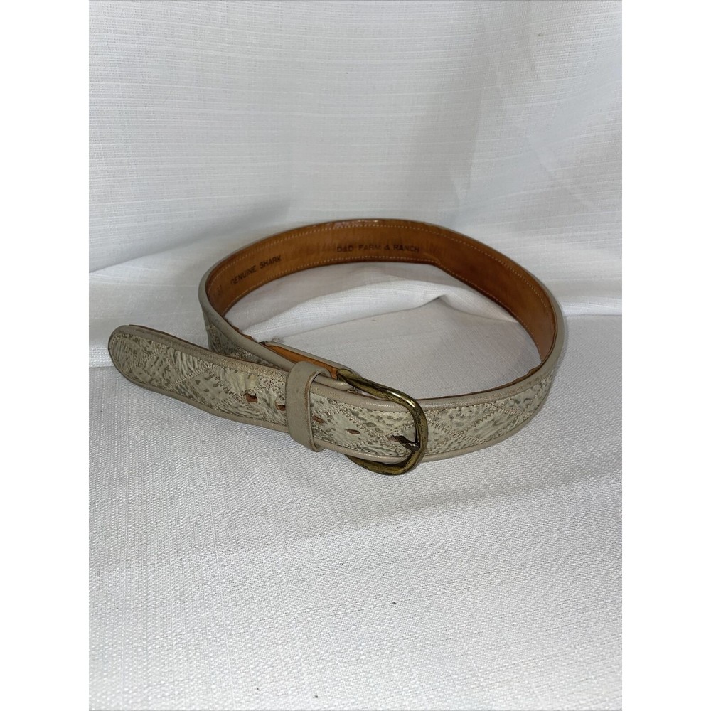 CIRCLE Y Genuine Shark Belt Tan/Off White Color Size 32